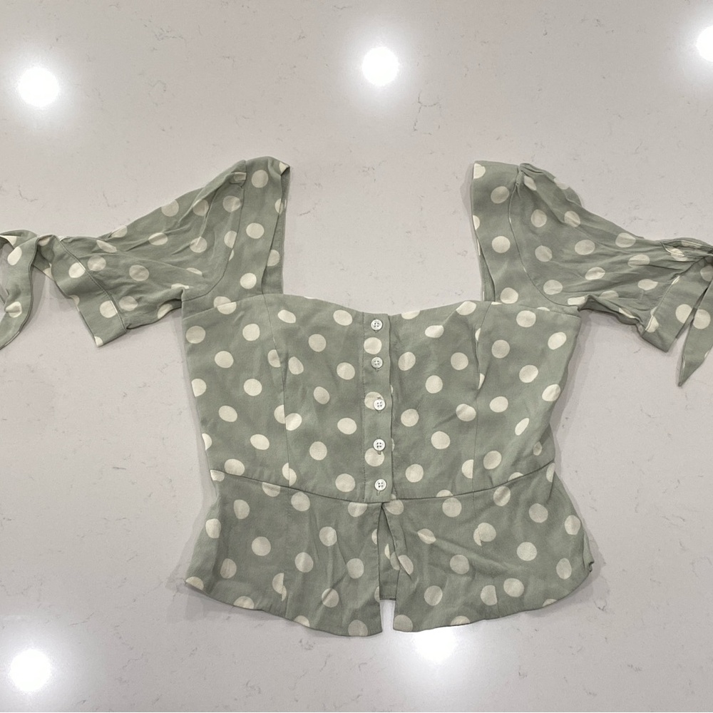Capulet Polka Dot Sage Green Top